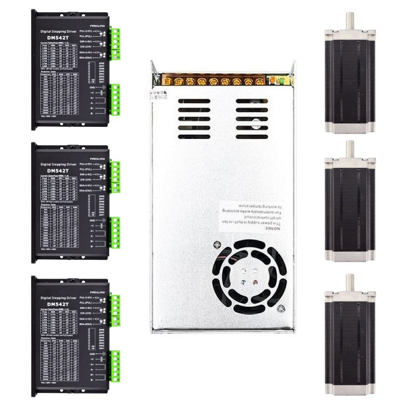 Kit Contrôleur CNC 3 Axes Avec Moteurs Nema34 4,5 Nm - Pilote HB860C, Alim 400W 60V, Carte Mach3 Pour Fraiseuse