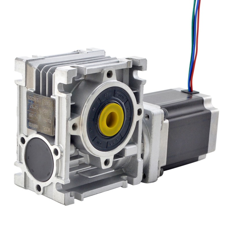 Motoréducteur roue et vis sans fin Nema 23 4,2A L=113mm avec 50:1 reducteur vis sans fin NMRV30