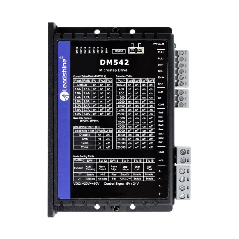 Driver pas à pas numérique Leadshine DM542 0,5-4,2A 20-50VCC pour moteur pas à pas Nema 17, 23, 24