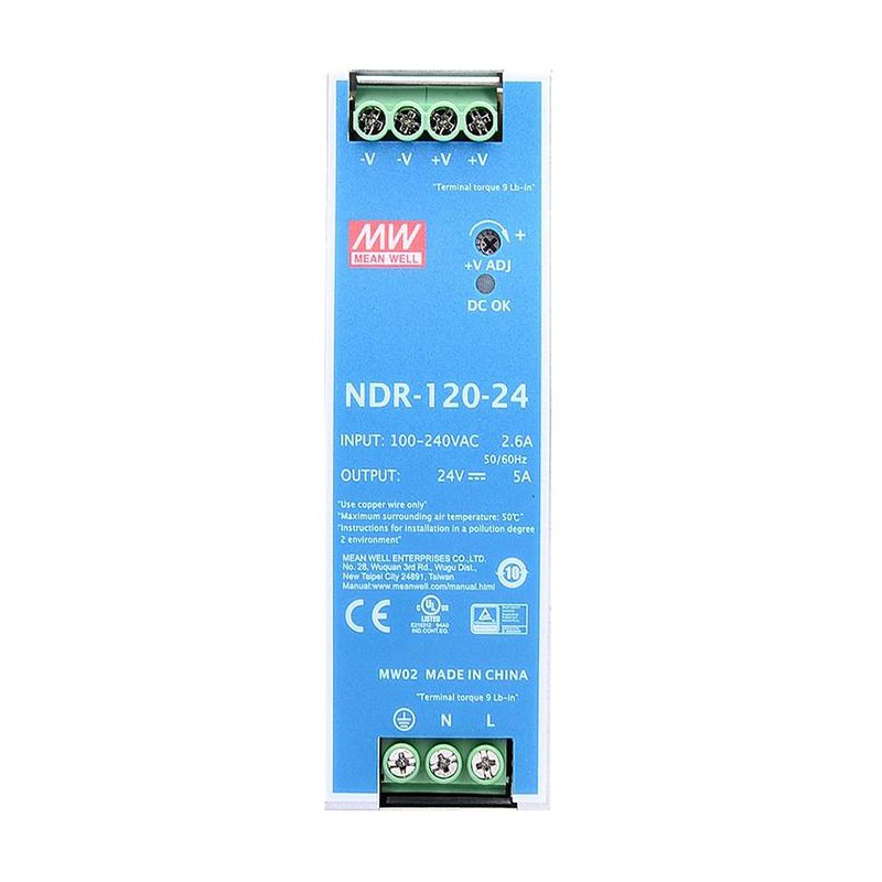 Alimentation rail din Meanwell NDR-120-24 alimentation à découpage 120W 24VCC 5A 115/230VCA