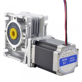 Motoréducteur roue et vis sans fin Nema 23 4,2A L=113mm avec 10:1 reducteur vis sans fin