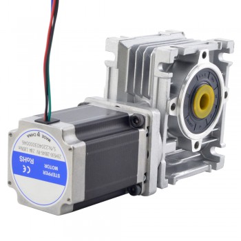 Motoréducteur roue et vis sans fin Nema 23 4,2A L=113mm avec 15:1 reducteur vis sans fin NMRV30