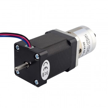 Motoréducteur pas à pas Nema 14 L=52mm 1,8 degrés 40Ncm 4,20V 1,5A avec 14:1 réducteur double arbre