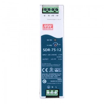 Alimentation rail din Meanwell SDR-75-12 alimentation à découpage CNC 75,6W 12VCC 6,3A 115/230VCA