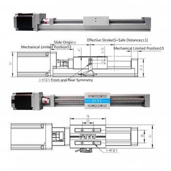 Rail de guidage linéaire actionneur linéaire FSK40J 50-1000mm avec moteur pas à pas Nema 23