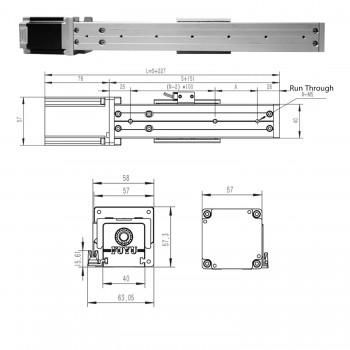 Rail de guidage linéaire actionneur linéaire FSK40J 50-1000mm avec moteur pas à pas Nema 23