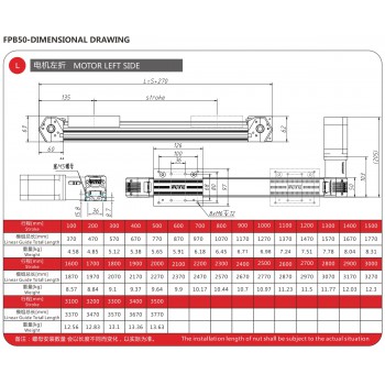 Actionneur à vis à billes linéaires Étape de guidage linéaire CNC FPB50 95mm avec moteur pas à pas Nema 23