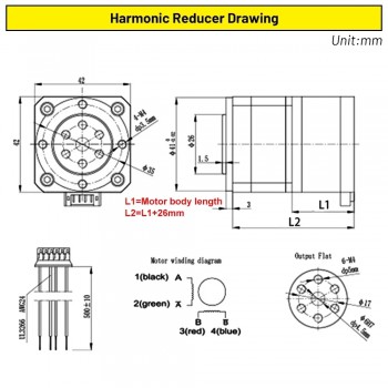 Moteur pas à pas Neme 17 42HS4015A4D5 avec réducteur harmonique 30:1 + pilote pas à pas TB6600