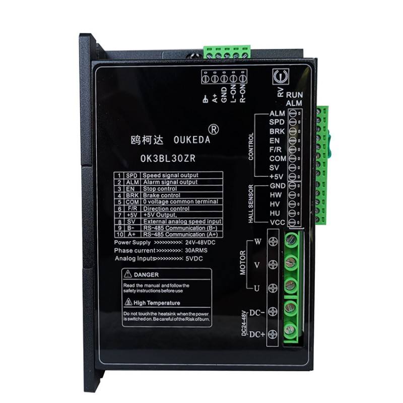 Driver moteur cc brushless OK3BL30ZR 30A CC24-48V 800W, prise en charge de la communication RS-485