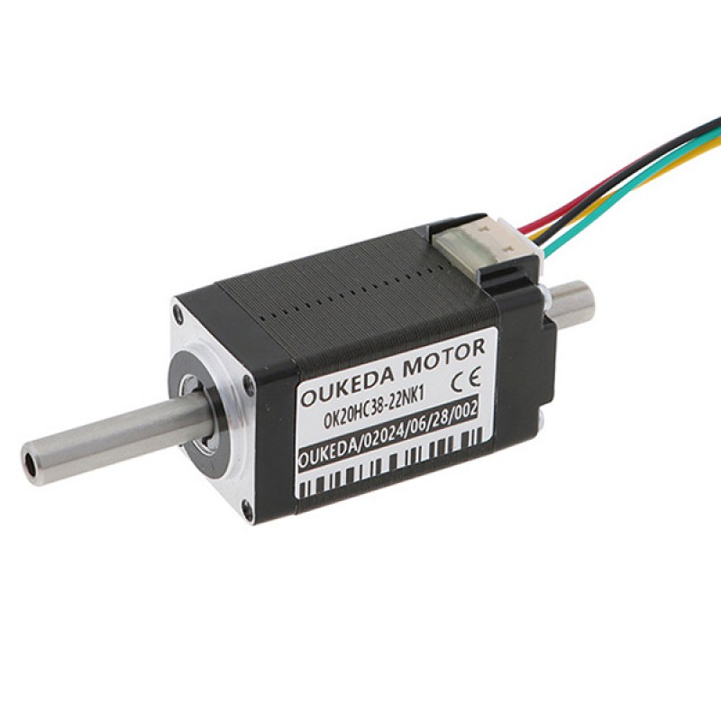 Moteur pas à pas à arbre creux Nema 8 OK20HC38-22NK1 bipolaire 1,8 degrés 3,13 Ncm 0,6 A 5,4 V 2 phases double arbre