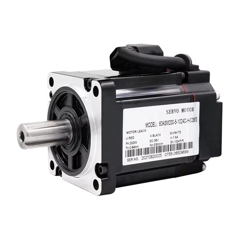 36V Servomoteur CC 200W 60ASM200-5-1024C 0,64N.m 7,5A 0,64N.m 3000tr/min avec codeur magnétique 1024 lignes 60 x 60 mm