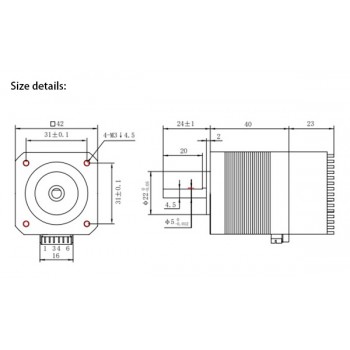 Moteur pas à pas intégré Nema 17 OUKEDA OK42HC40-174AYT-IO avec contrôleur 1,8 degrés 0,44 Nm 1,68 A biphasé 12-40 V CC