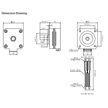 Moteur pas à pas NEMA17 OUKEDA 17HS4023 1,8° 14 Ncm 1A pour imprimante 3D et extrudeuse Titan
