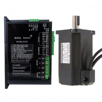 Kit moteur CC sans balais nema 23 300W 48V OK60BLS108-430-30J5+OK3BL30ZR (Moteur BLDC et Driver BLDC) 95,55 Ncm 3000 tr/min triphasé