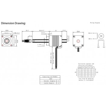 Moteur pas à pas Nema 11 OK28DL33B-Q60-ZC 1,8°, 6,8 Ncm, 28 x 28 mm, pour graveuse de circuits intégrés/étiqueteuse Yamaha