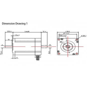Moteur pas à pas NEMA 23 Oukeda OK57STH56-2804AD8-32 1,8° 12,35 Ncm biphasé D-Cut