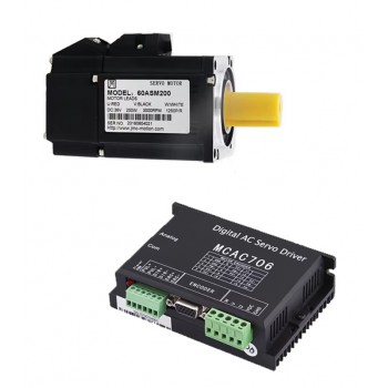 Kit servomoteur et dirver 0,2kW 36V CC 60ASM200+MCAC706 7,6A 0,63N.m 3000tr/min 60 x 60 mm avec encodeur 2500 lignes