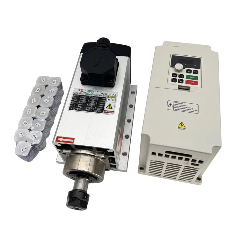 3,5kW 220V/380V Kit moteur de broche refroidi par air GDZ105X102-3.5 + H100-3.7S2/T4 avec variateur de fréquence (VFD) et 13 pièces pinces ER20 3,5kW 220V/380V Kit moteur de broche refroidi par air GDZ105X102-3.5 + H100-3.7S2/T4 avec variateur de fréquence (VFD) et 13 pièces pinces ER20