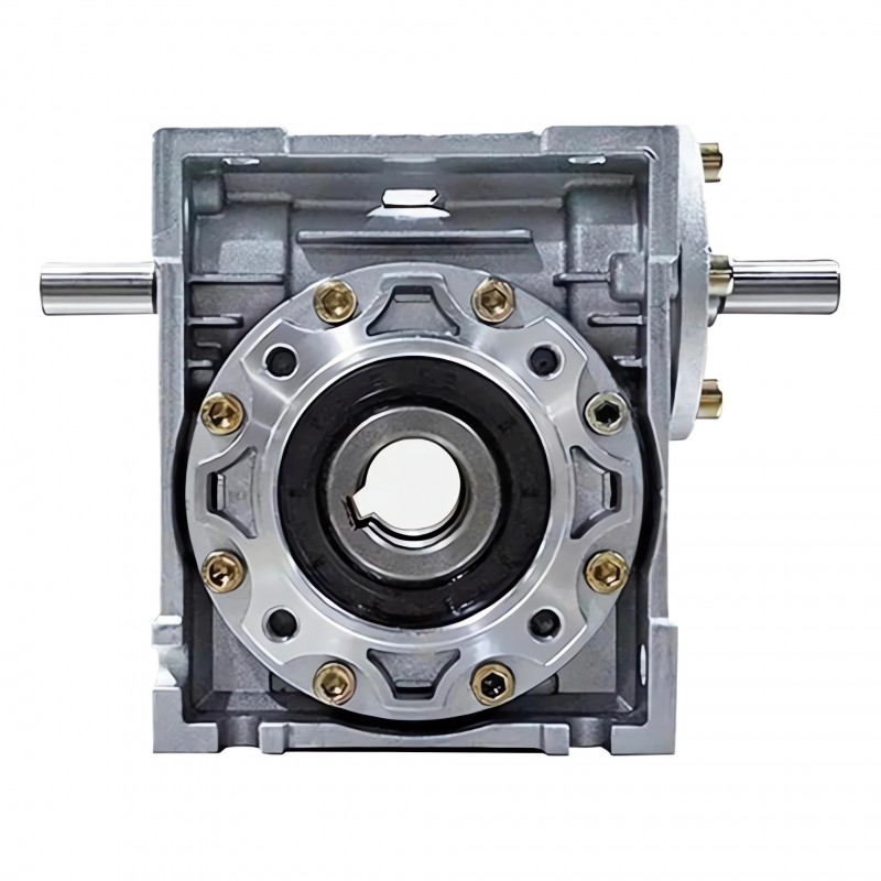 Réducteur à vis sans fin série NRV030-VS, rapport 5:1 à 80:1, arbre d'entrée 9 mm, alésage de sortie 14 mm, avec double arbre d'entrée Réducteur à vis sans fin série NRV030-VS, rapport 5:1 à 80:1, arbre d'entrée 9 mm, alésage de sortie 14 mm, avec double arbre d'entrée