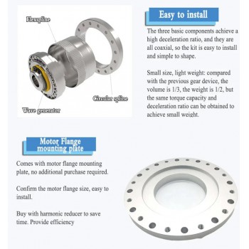 Réducteur harmonique série ZXF, 30:1/50:1/80:1/100:1/120:1/160:1 pour moteurs pas à pas/servomoteurs