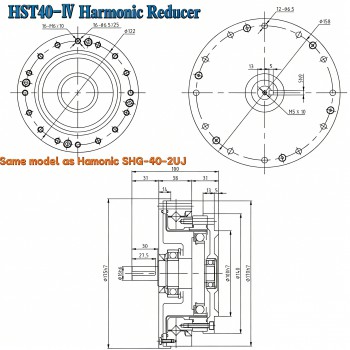 Réducteur harmonique série HST, 50:1/80:1/100:/120:1/160:1 20 arcsec pour bras robotique industriel