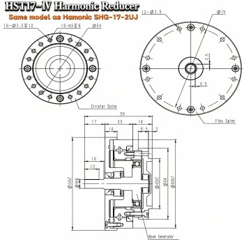 Réducteur harmonique série HST, 50:1/80:1/100:/120:1/160:1 20 arcsec pour bras robotique industriel