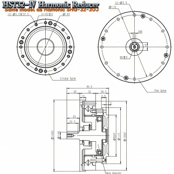 Réducteur harmonique série HST, 50:1/80:1/100:/120:1/160:1 20 arcsec pour bras robotique industriel