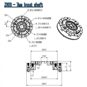 Réducteur harmonique série ZXD/ZXZ, rapport 30:1/50:1/80:1/100:1, contrecoup 20 arcsec
