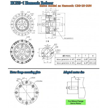 Réducteur harmonique série CSF, rapport 50:1/80:1/100:1/120:1 pour moteur pas à pas / servomoteur