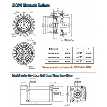 Réducteur harmonique série CSF, rapport 50:1/80:1/100:1/120:1 pour moteur pas à pas / servomoteur