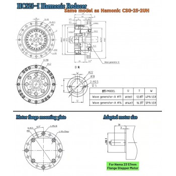 Réducteur harmonique série CSF, rapport 50:1/80:1/100:1/120:1 pour moteur pas à pas / servomoteur