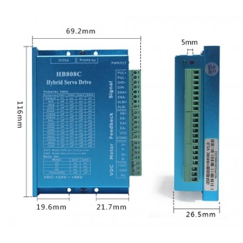 Driver pas a pas boucle fermée biphasé HB808C AC18-80V pour moteur Nema 17/23/24