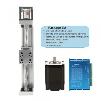 Kit de table coulissante CNC DXG-YR60 à rail linéaire à vis à billes avec moteur pas à pas Nema 23 à boucle fermée et kit de commande