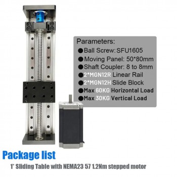 Table coulissante linéaire CNC électrique OSP001600 avec rail de roulement linéaire et moteur pas à pas