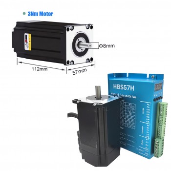 Kit moteur pas à pas à boucle fermée Nema 23 57HB250 + HB8080C + S350-24 (Moteur + Driver + Alimentation)