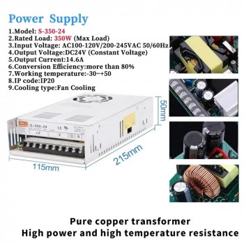 Kit CNC 3 axes avec moteur pas à pas Nema 23 de 3 Nm, contrôleur de moteur et alimentation.