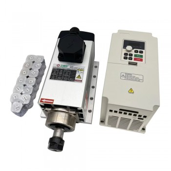 3,5kW 220V/380V Kit moteur de broche refroidi par air GDZ105X102-3.5 + H100-3.7S2/T4 avec variateur de fréquence (VFD) et 13 pièces pinces ER20