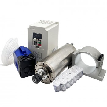 3kW 220V/380V Kit moteur de broche refroidi par eau JGD-100A-3.0KW + H100-3.7 avec variateur de fréquence et pompe à eau et 13 pièces pinces ER20 et support