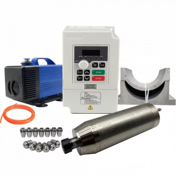 5,5kW 220V/380V Kit moteur de broche refroidi par eau JGD-125-ER32 + H100-5.5 avec variateur de fréquence et pompe à eau et 13 pièces pinces ER25 et support