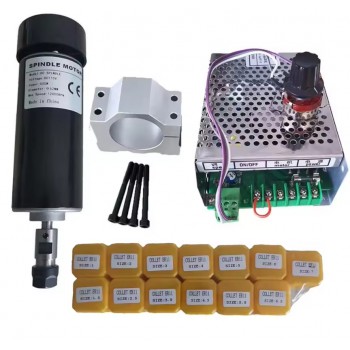 Kit moteur de broche CNC refroidi par air 500 W 110 V/220 V OSP001716 12 000 tr/min avec alimentation et 13 pinces ER11