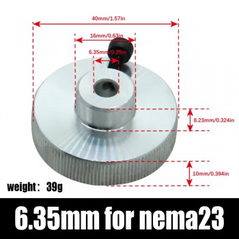 Volant en alliage d'aluminium pour moteur pas à pas Nema 17/23/34, diamètres 5 mm, 6,35 mm, 8 mm et 14 mm.