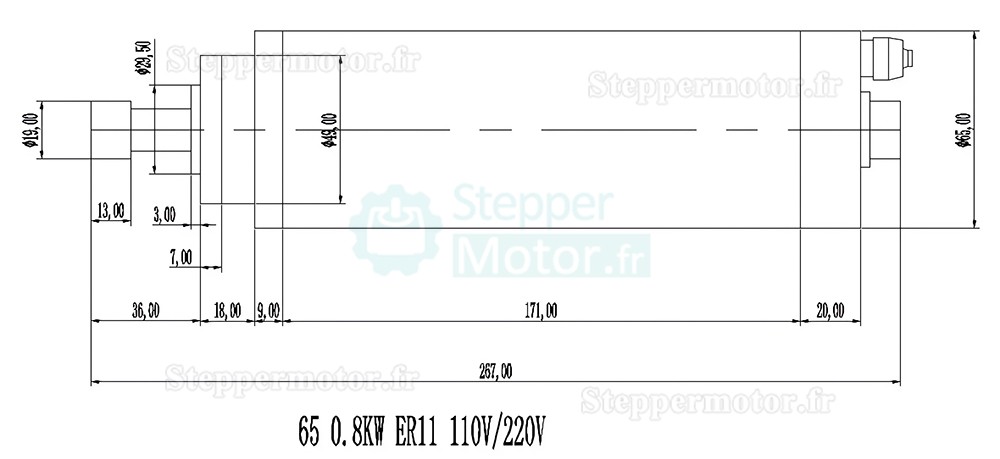 2,2kW 110V/220V/380V Kit moteur de broche refroidi par eau OSP001699 avec variateur de fr&eacute;quence (VFD) et 13 pi&egrave;ces pinces ER20 et support