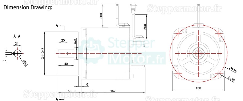 Kit servomoteur CC 1,5kW 130ASM1500-2500C+MCAC8A0 48V 4,78Nm 37A 3000tr/min avec driver servo MCAC8A0