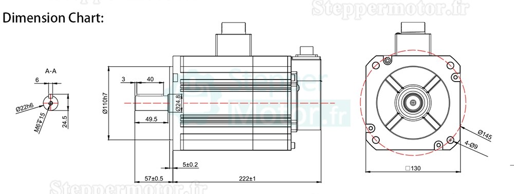 Kit servomoteur CA 1,5kW 130JASM515215K-17BCW-SC+JASD15002-20B 9,55Nm 1500tr/min 6,2A avec driver servo JASD15002
