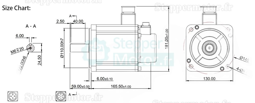 Kit servomoteur CA 1,5 kW 130JASM515220K-17B+JASD20002-20B 7,16N.m 220V 2000tr/min 7,2A avec driver servo JASD20002