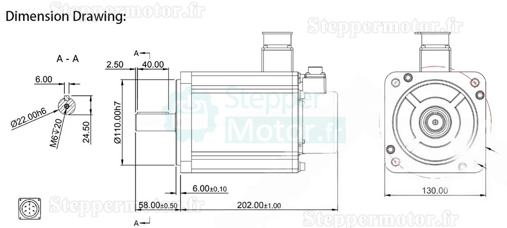 Kit servomoteur CA 1,5kW 130JASM515220K-17B-SC+JASD20002-20B 7,16N.m 220V 2000tr/min 7,2 A avec driver + frein