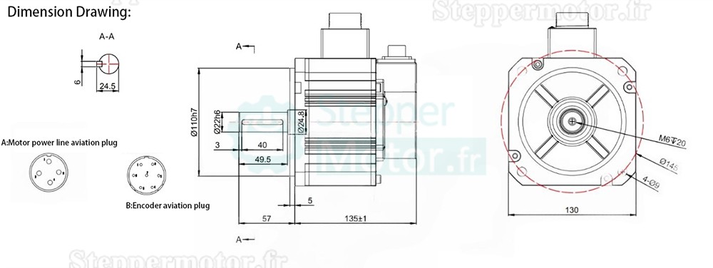 Kit de servomoteur ca 1,5KW 130JASM515230K-17B+JASD20002-20B 4,78N.m 220V 3000tr/min 5,6A avec driver servo JASD20002-20B