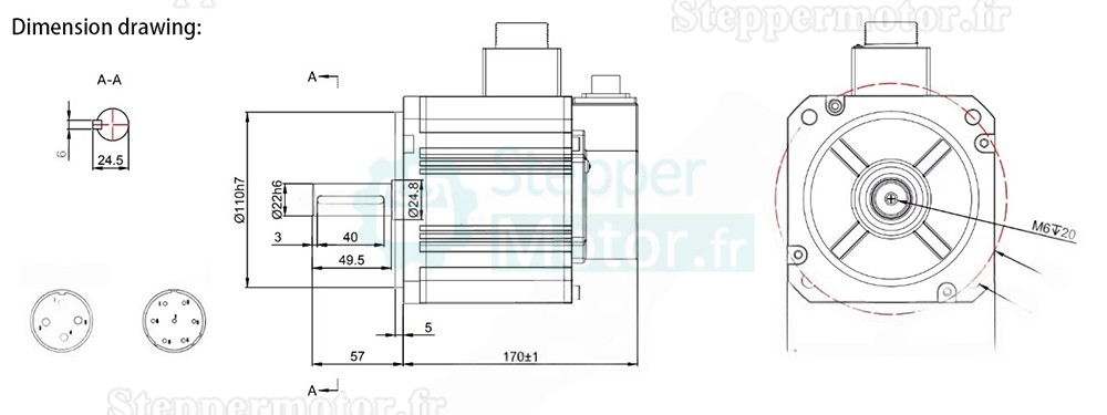 Kit servomoteur CA 2,0kW 130JASM520220K-17B + JASD20002-20B 9,55 N.m 220V 2000tr/min 10,2 A avec driver servo JASD20002-20B