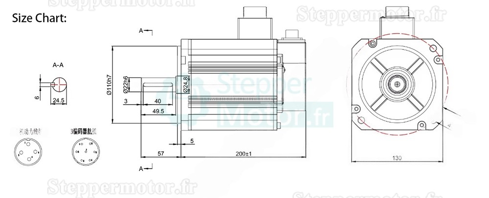 Kit servomoteur CA 2,3kW 130JASM523215K-17B+JASD30002-20B 14,64 N.m 220V 1500tr/min 12,3A avec driver servo JASD30002-20B