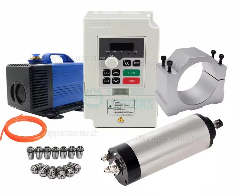1,5kW 110V/220V Kit moteur de broche refroidi par eau huajiang1.5 + H100-1.5C2/S2 avec variateur de fréquence et pompe à eau et 13 pièces pinces ER20 et support 1,5kW 110V/220V Kit moteur de broche refroidi par eau huajiang1.5 + H100-1.5C2/S2 avec variateur de fréquence et pompe à eau et 13 pièces pinces ER20 et support